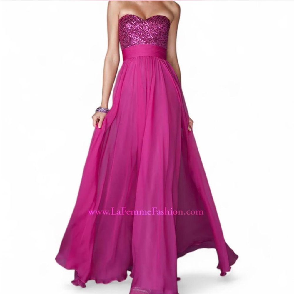 Strapless Fuchsia Prom Dress- size 0